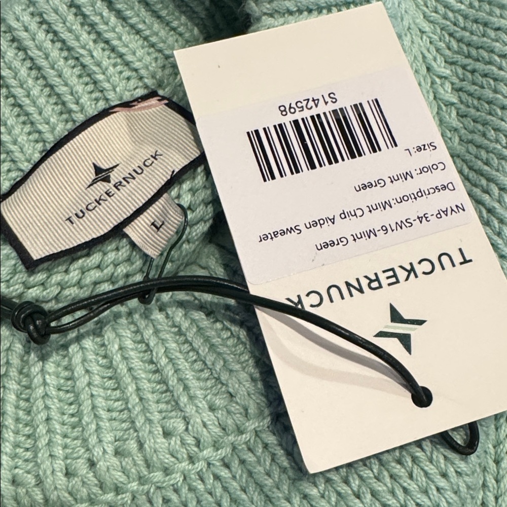 Tuckernuck NEW Mint Chip Aiden Chunky Knit Long Sleeve Crewneck Sweater Size L - Picture 8 of 8